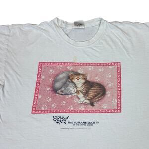 Vintage Humane Society Cat T Shirt Women's Large Cute